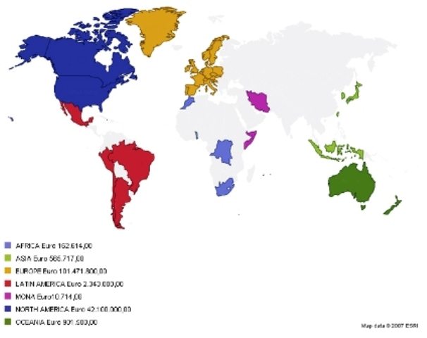 Contribuições mundiais (região)